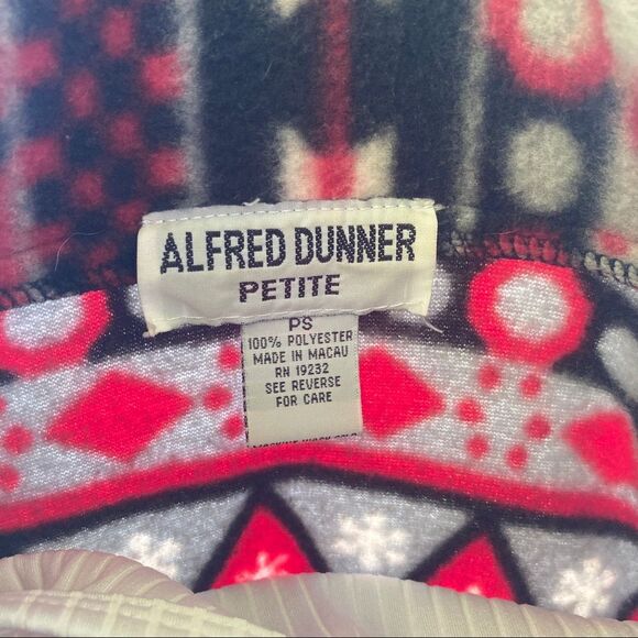 VTG 90 Alfred Dunner Fleece Zip Jacket FairIsle Snowflake Petite Fisherman Winte - Picture 8 of 8